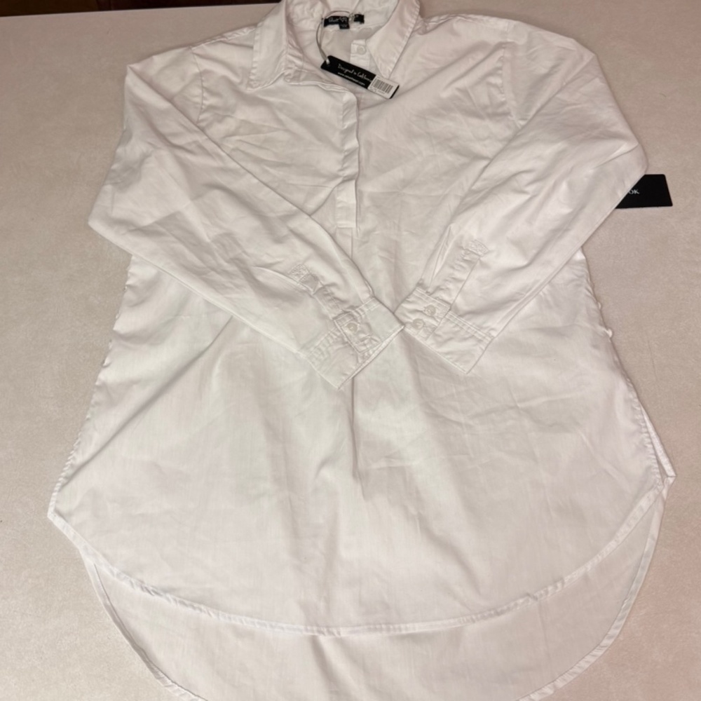 [NWT] Daily Look White Cotton Blend Button Down Shirt
